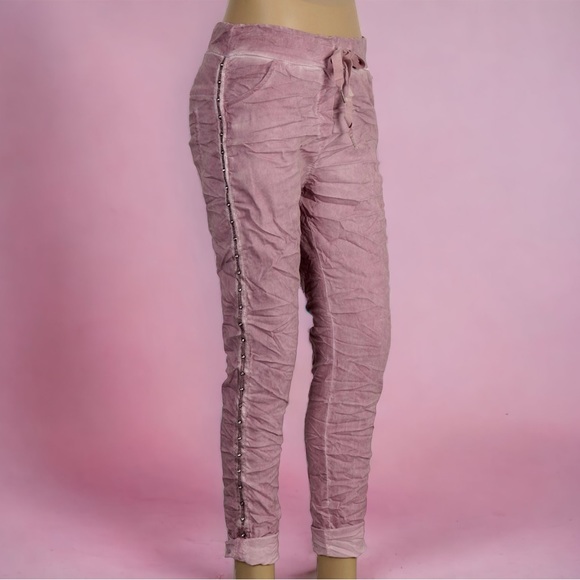 Plus size magic pants with diamanté ribbon on sides - pink - NWT - Picture 3 of 4